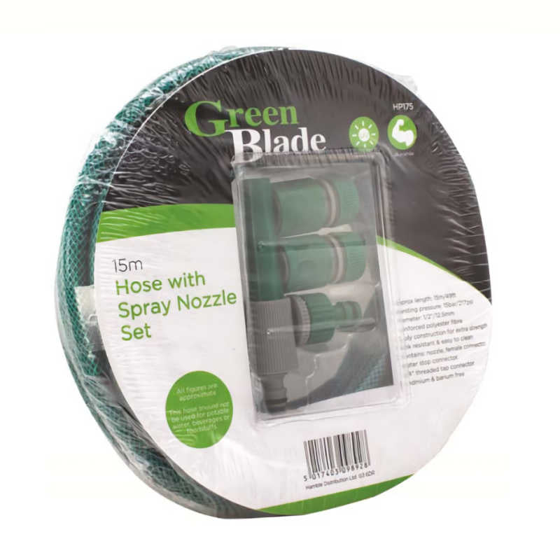 Green Blade 15m Hose with Spray Nozzle Set