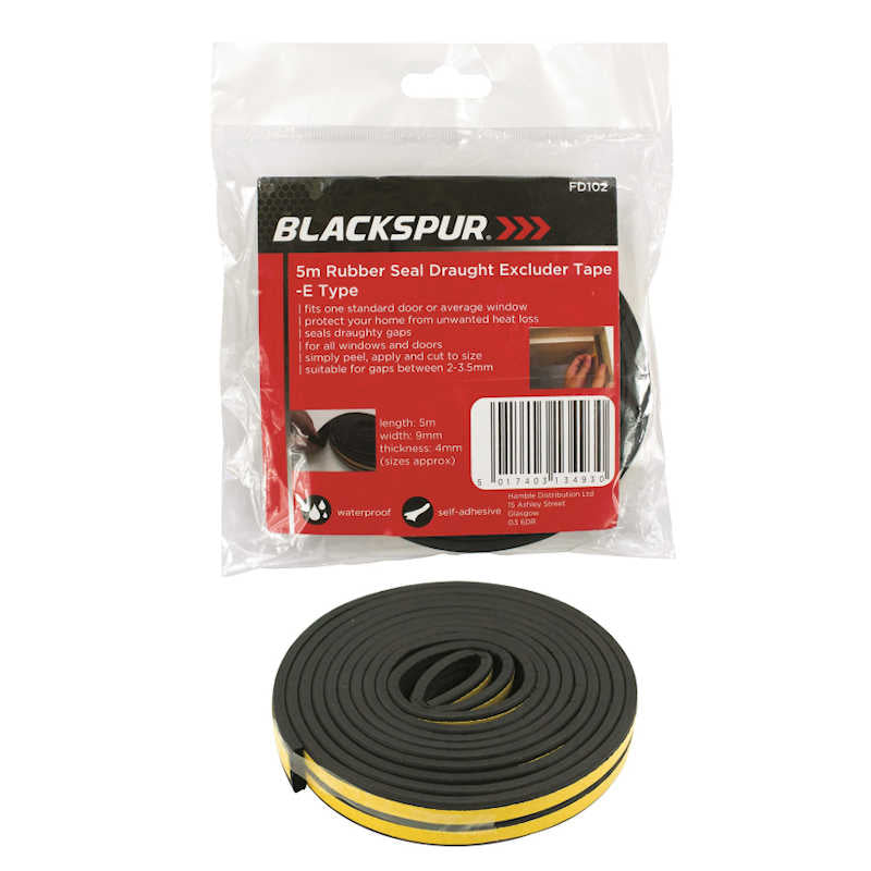 Blackspur 5m Rubber Seal Draught Excluder Tape - E Type