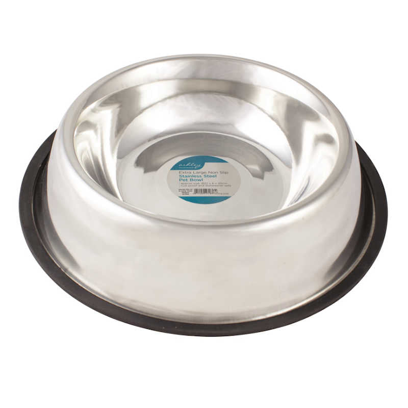 Ashley Housewares Extra Large Stainless Steel Non-Slip Pet Bowl