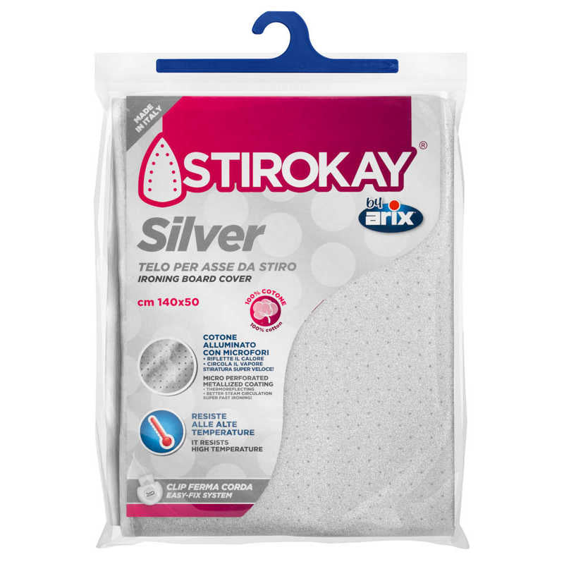 Arix Silver Ironing Board Perforated Cover with Tie 125 x 47 cm
