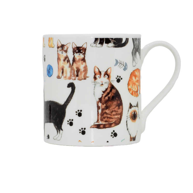 Retro Cat Coffee Company Mug, Samese Cat Tea Mug, Cat Coffee Company