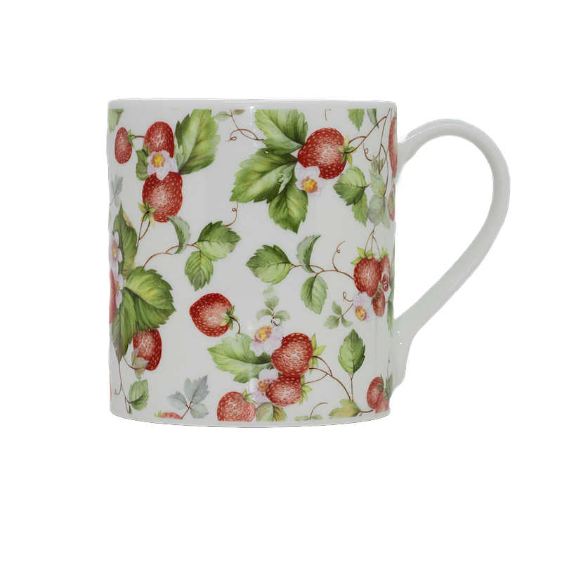 Strawberry Flower Bone China Decorated Mug