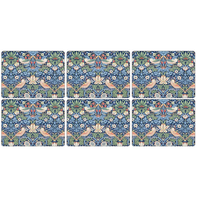 Pimpernel Morris & Co Set of 6 Strawberry Thief Blue Coasters/Placemats