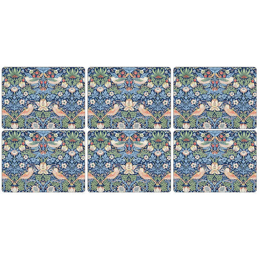 Pimpernel Morris & Co Set of 6 Strawberry Thief Blue Coasters/Placemats
