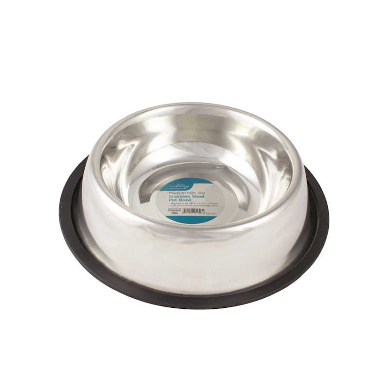Ashley Housewares Medium Non-Slip Stainless Steel Pet Bowl