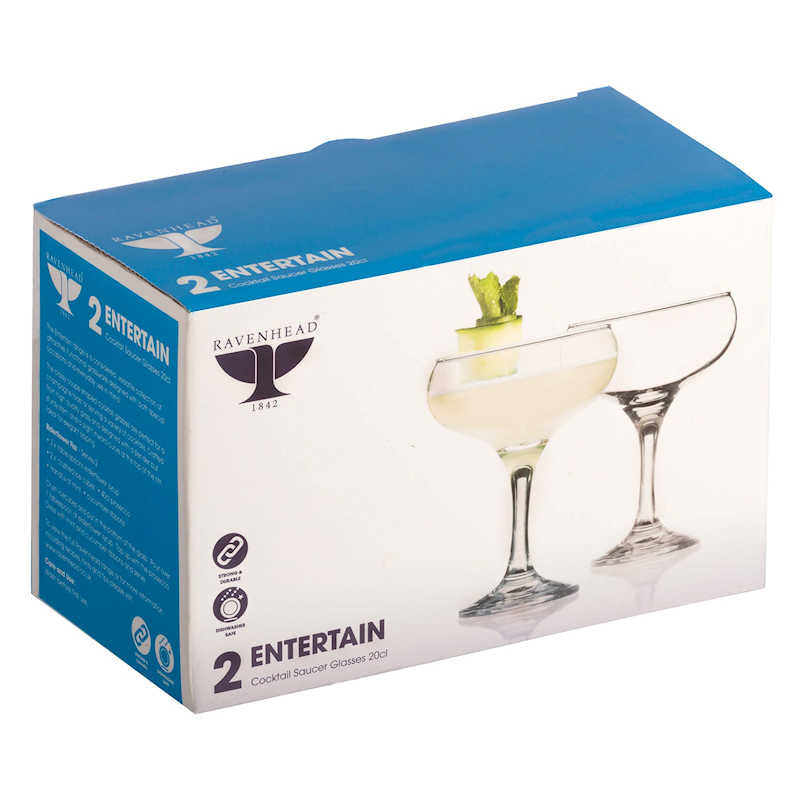 Ravenhead Entertain Set 2 Cocktail Saucer Glasses 20cl