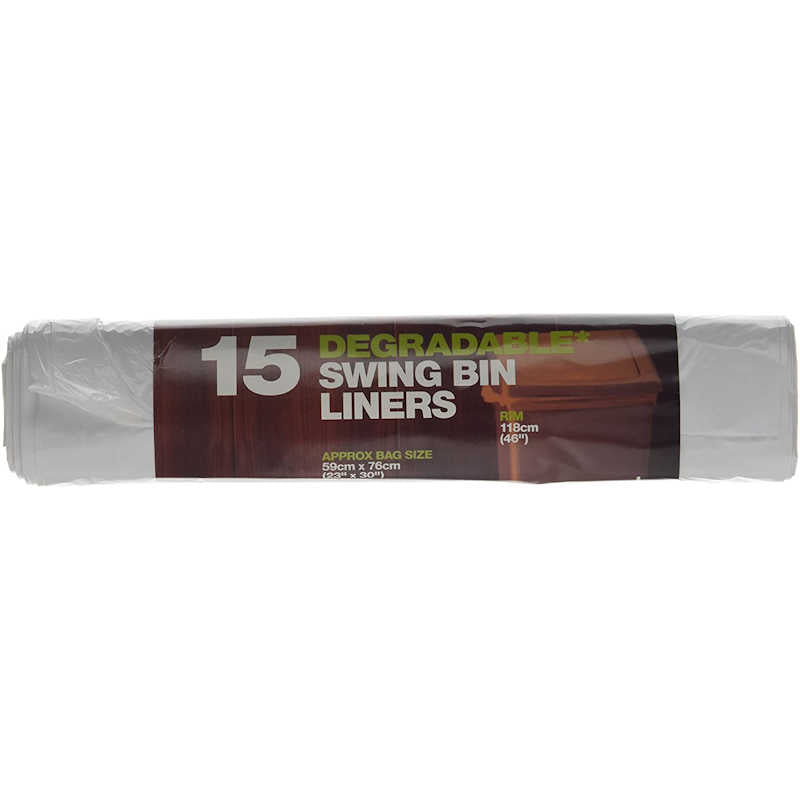 Essential Housewares 50 Litre Degradable Swing Bin Liners (Pack of 15)