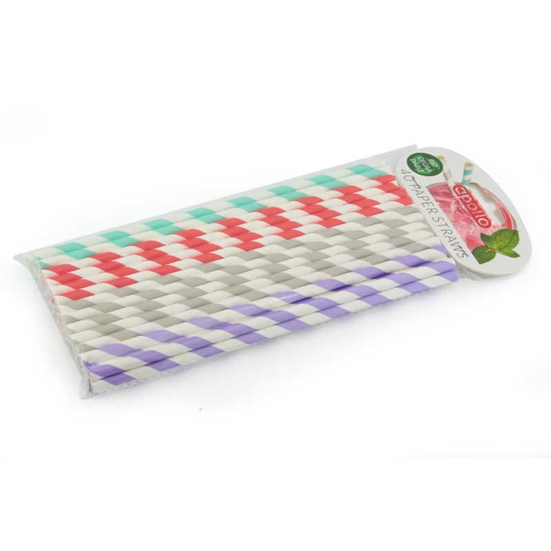 Apollo Pack of 40 Paper Straws (Various Designs)