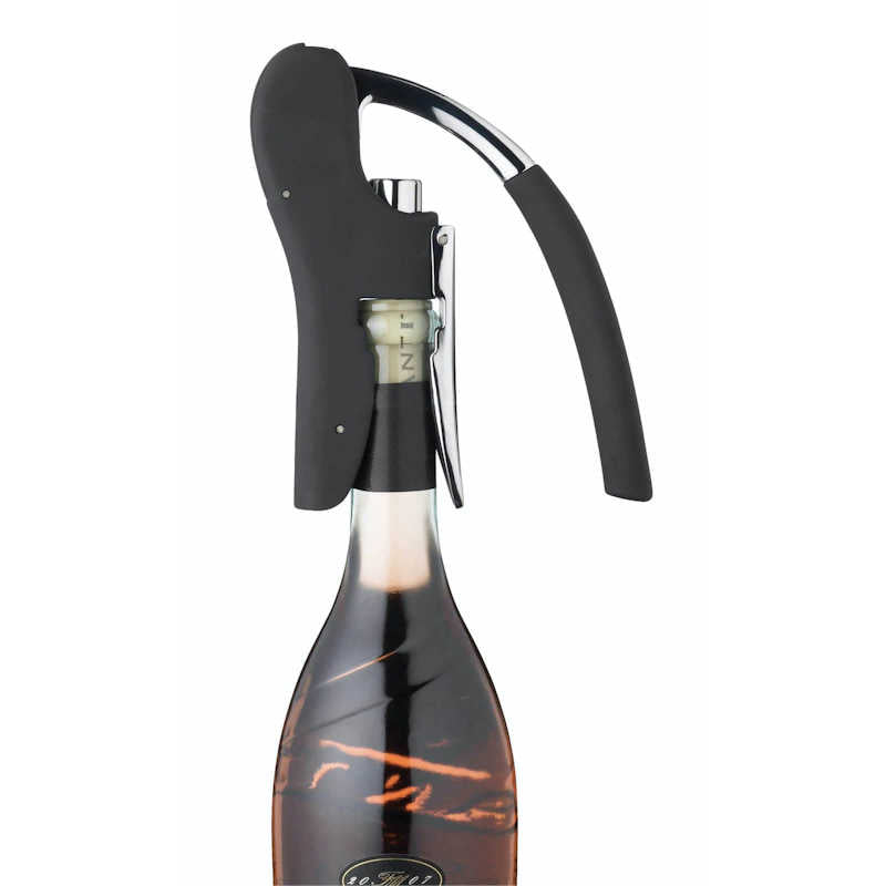 BarCraft Lever-Arm Power Arc Corkscrew on bottle