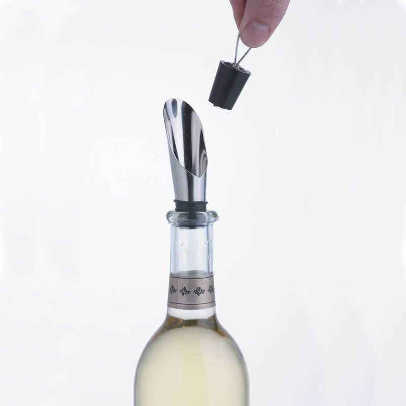 BarCraft Stainless Steel Wine Pourer with Stopper