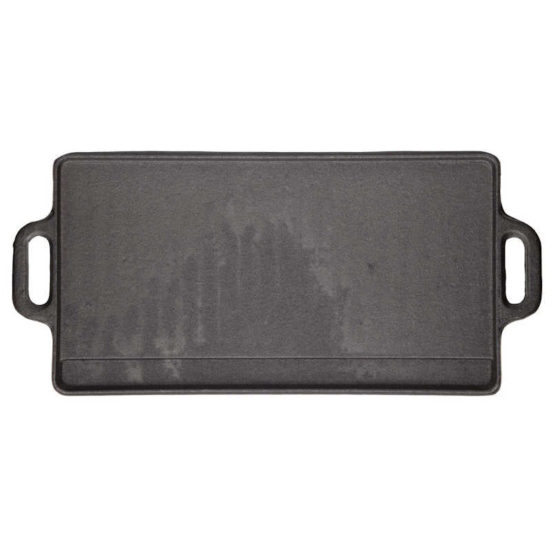 KitchenCraft Deluxe Cast Iron Griddle 45cm x 23cm plain side