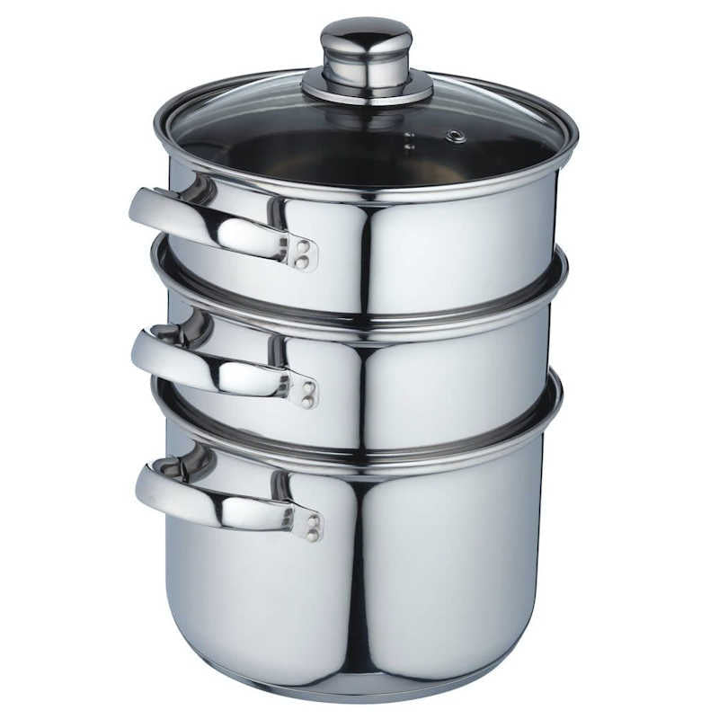 KitchenCraft 22cm Stainless Steel Three Tier Steamer