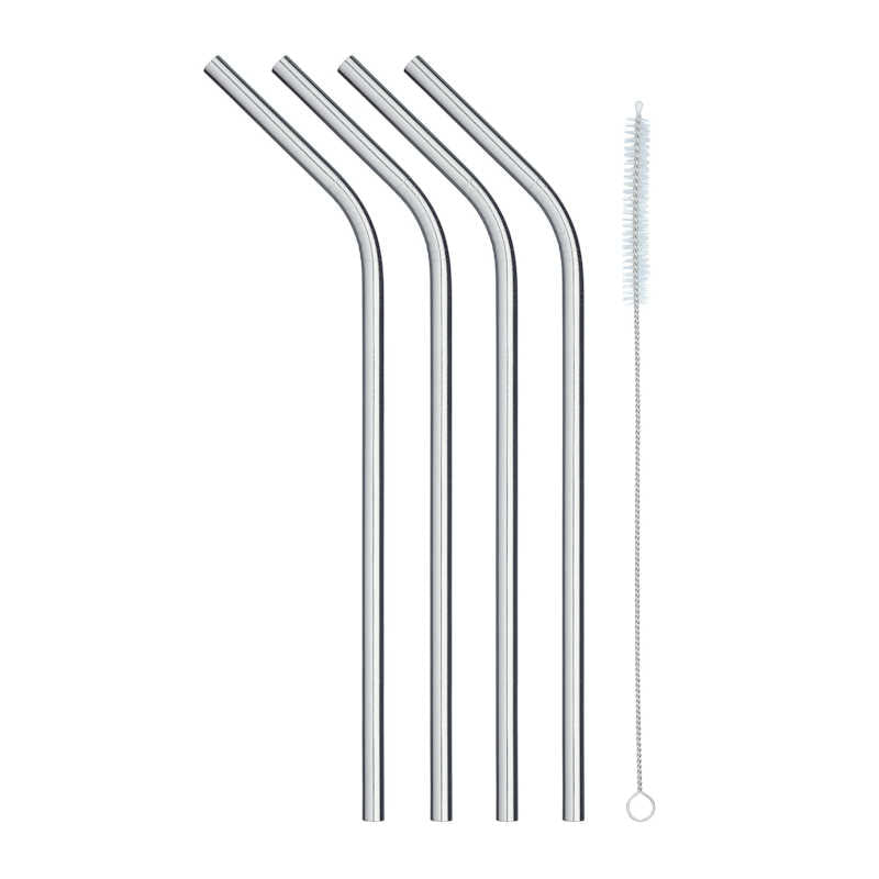 Kitchen Craft Pack of Four Stainless Steel Reusable Drinks Straws