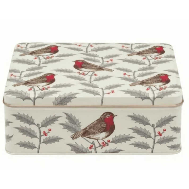 Thornback & Peel - Holly & Robin Deep Rectangular Tin
