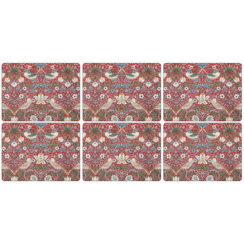 Pimpernel Morris & Co Set of 6 Strawberry Thief Red Placemats