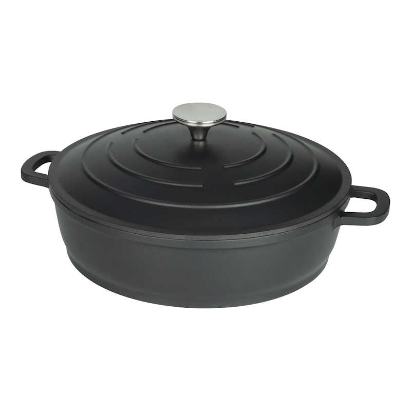 Commichef Cast Aluminium 32cm Shallow Casserole - Black