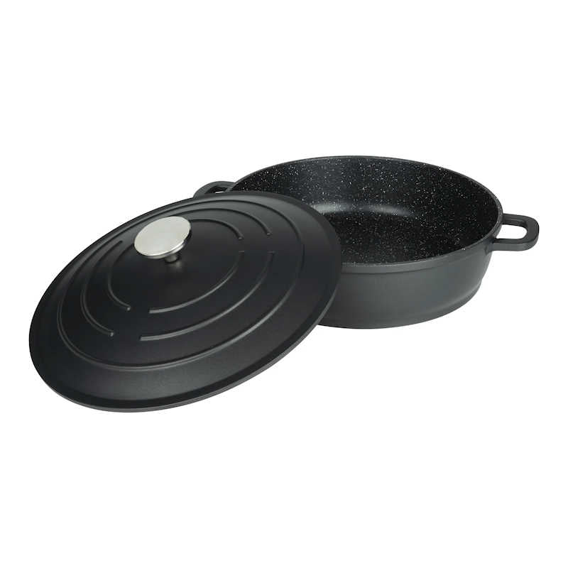 Commichef Cast Aluminium 32cm Shallow Casserole - Black