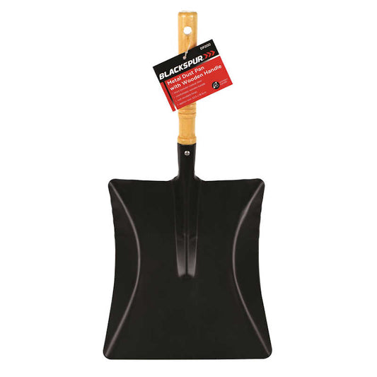 Blackspur Metal Dustpan with Wooden Handle
