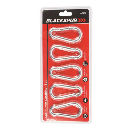 Blackspur 5pc 80mm Carabiner Set