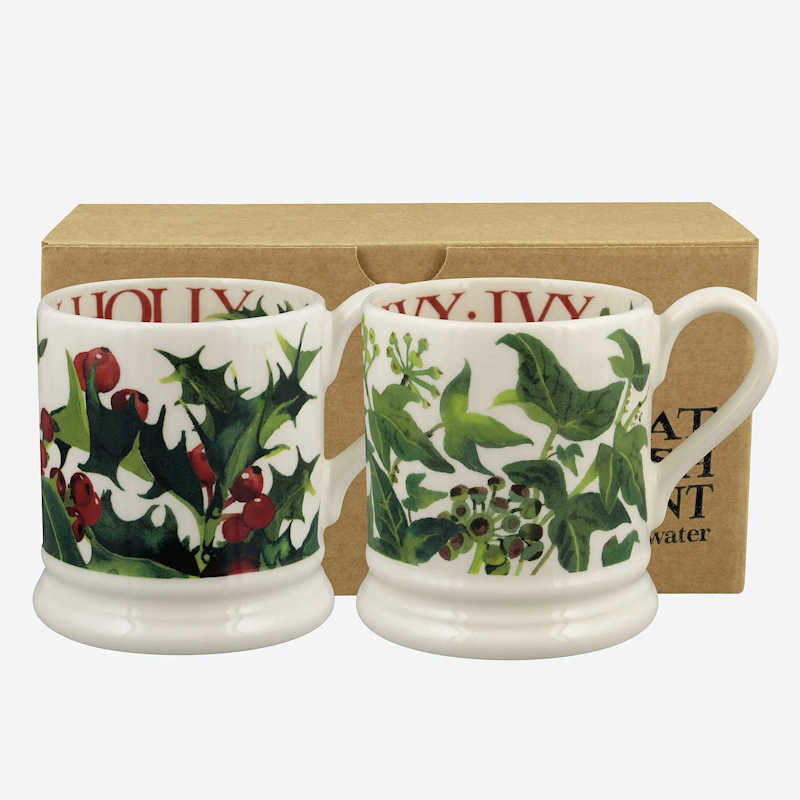 Emma Bridgewater Holly & Ivy Set of 2 1/2 Pint Mug