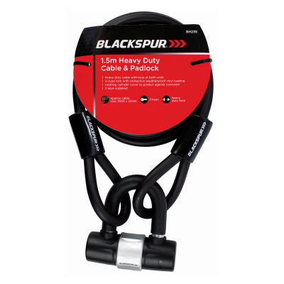 Blackspur 1.5m Heavy Duty  Cable And Padlock