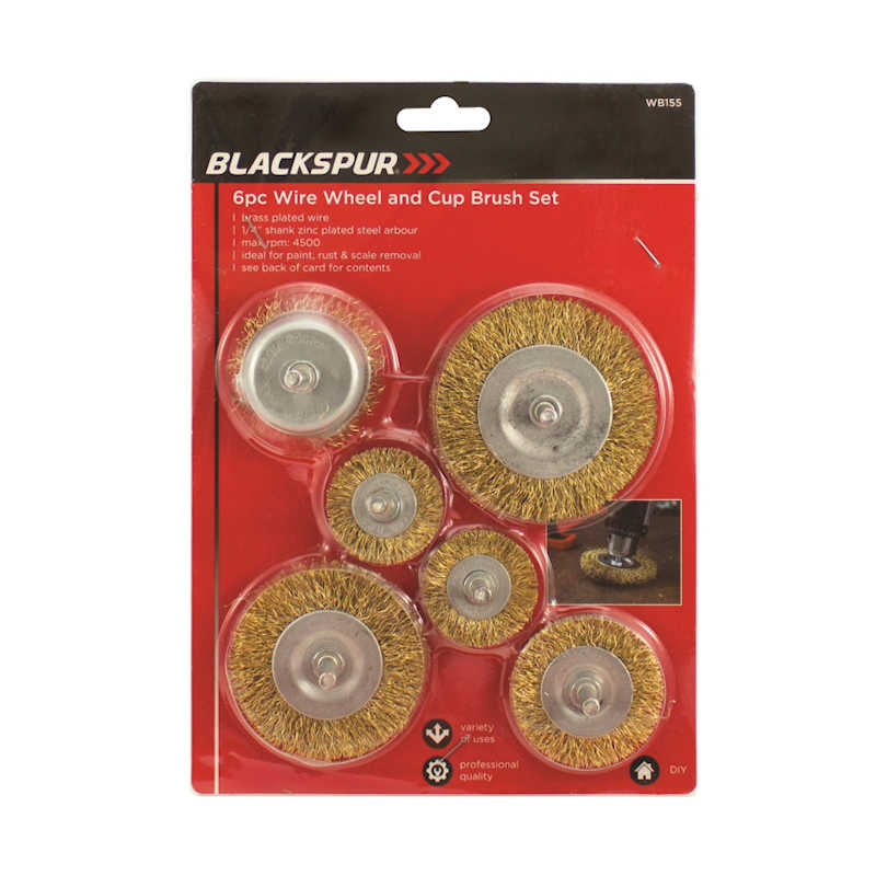 Blackspur 6pc Wire Wheel & Cup Brush Set