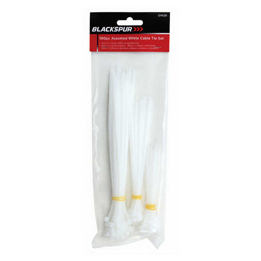 Blackspur Assorted 100pc White Cable Tie Set