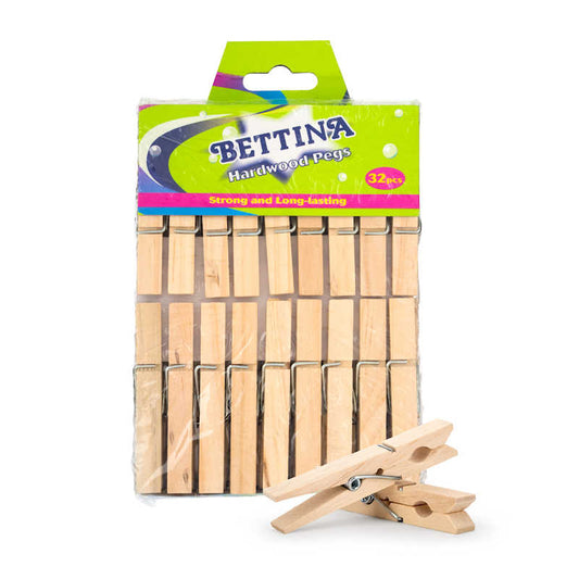Bettina 32pc Hard Wood Pegs