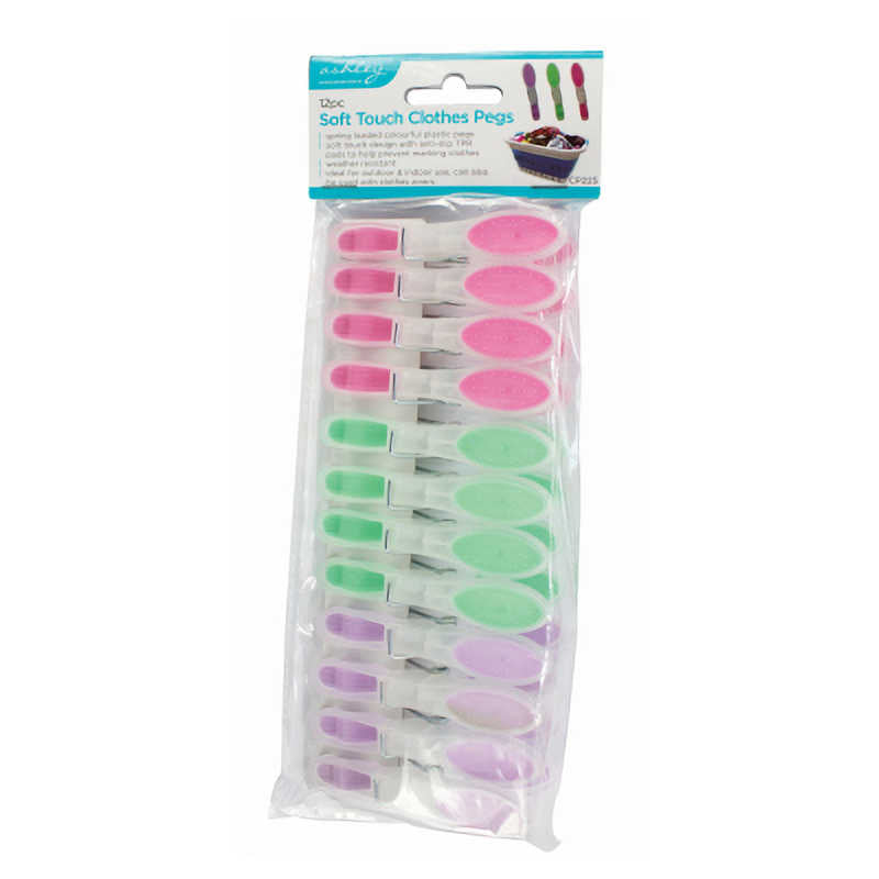 Ashley Housewares 12pc Soft Touch Clothes Pegs