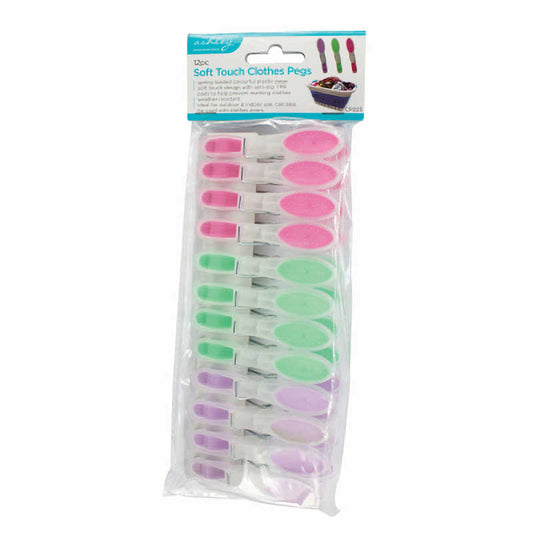 Ashley Housewares 12pc Soft Touch Clothes Pegs