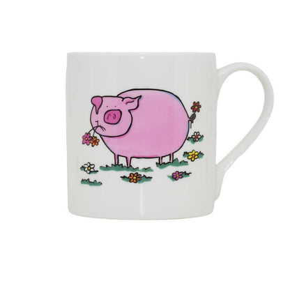 Funky Pig Bone China Decorated Mug