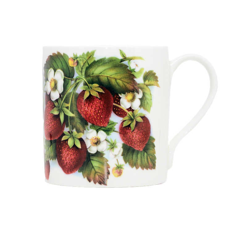 Strawberry Bone China Decorated Mug