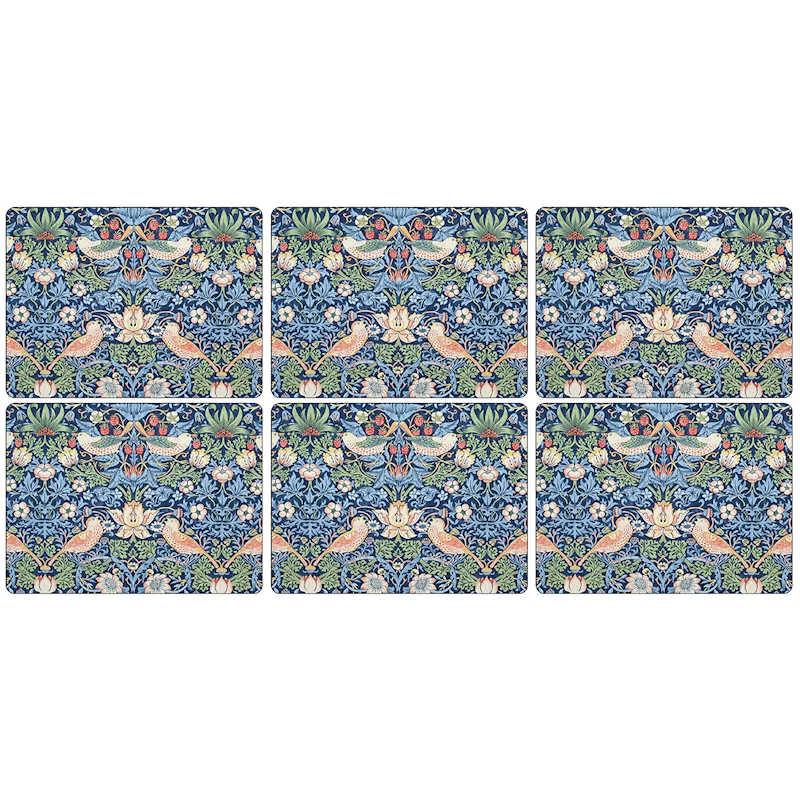 Pimpernel Morris & Co Set of 6 Strawberry Thief Blue Coasters/Placemats
