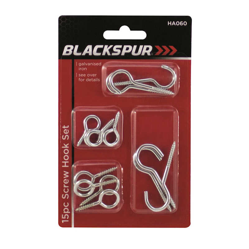 Blackspur 15pc Screw Hook Set