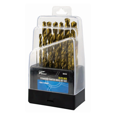 19Pc Hss Titanium Coated Drill Bit Set
