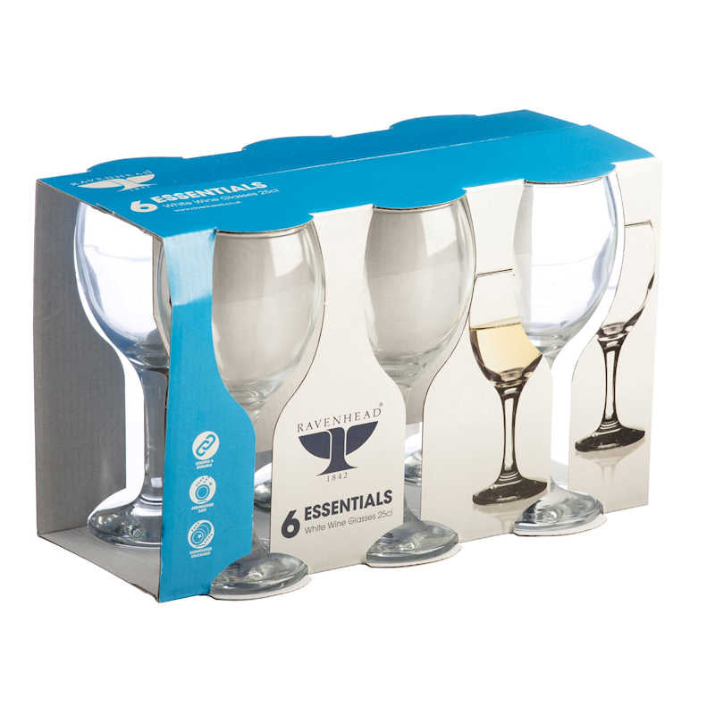 Ravenhead Essentials Sleeve Of 6 White Wine Glasses 25cl