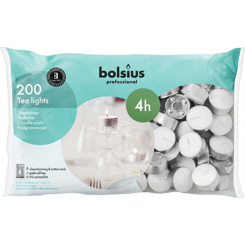 Bolsius Tealights 4 Hours ( Pack Of 200 )