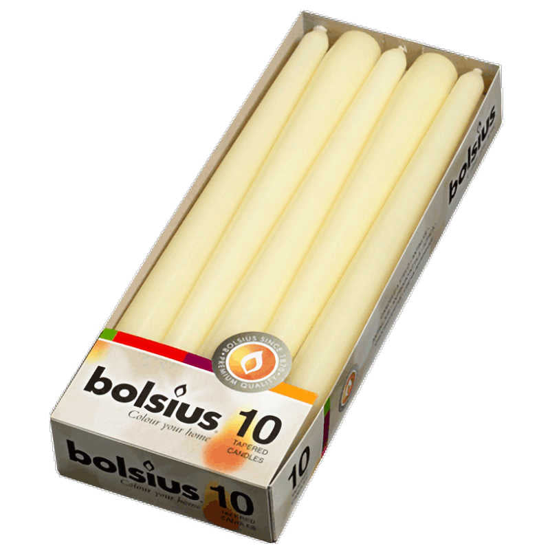 Bolsius ivory tapered candles 10pk