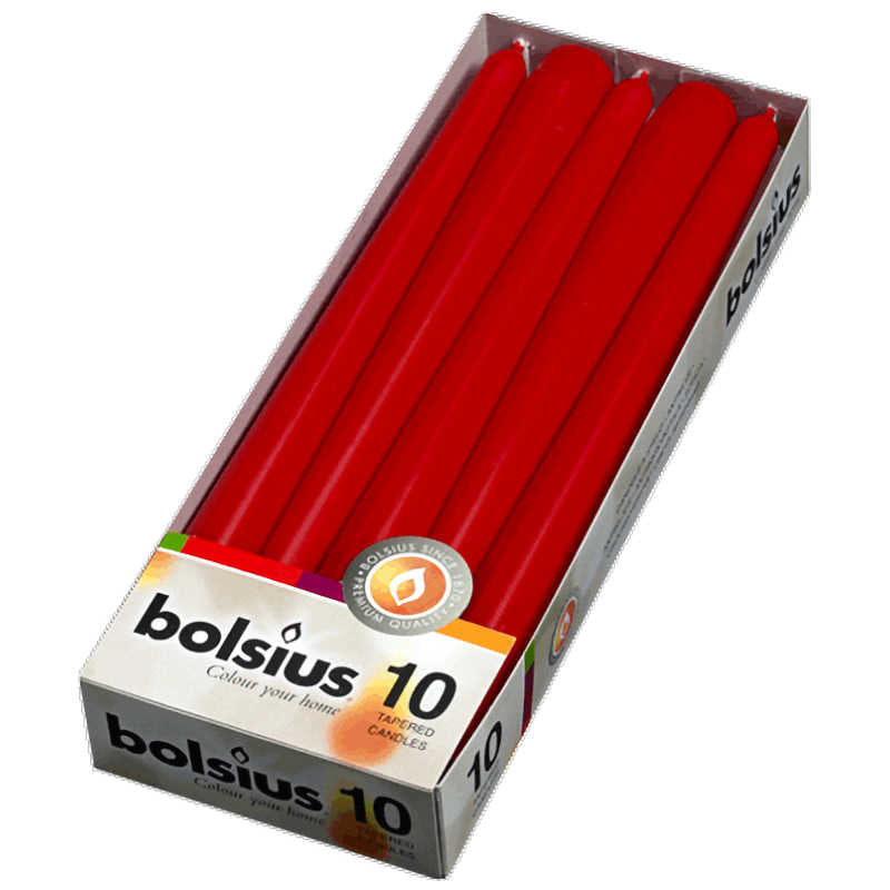 Bolsius red tapered candles 10pk