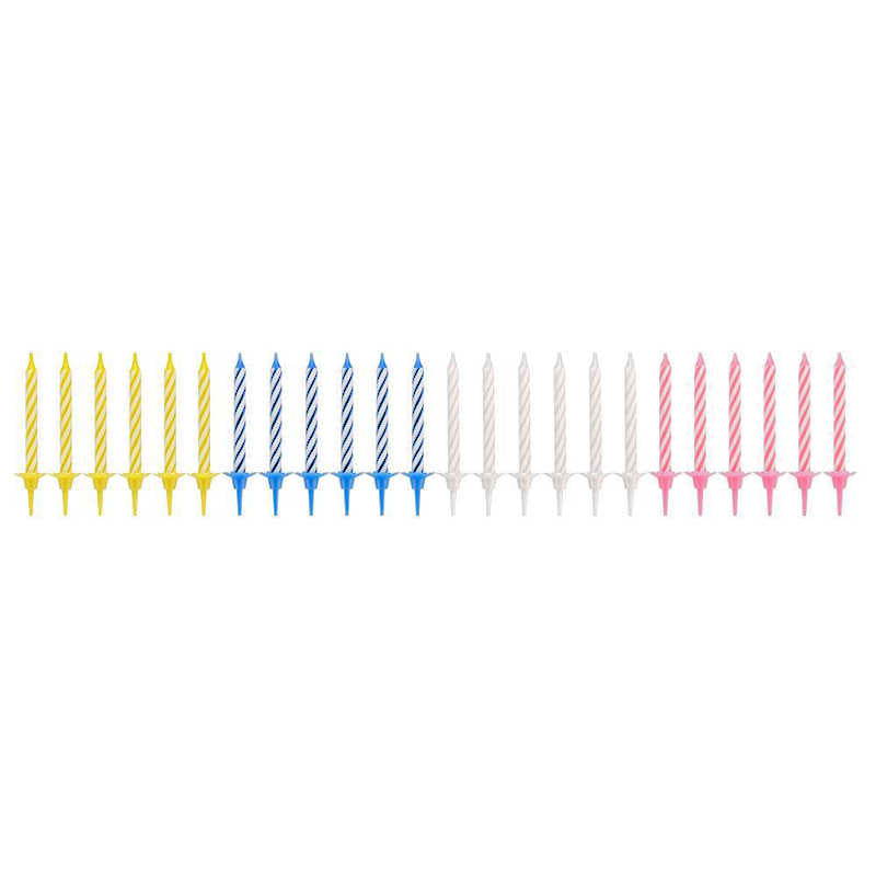 Tala 24 Candy Striped Candles and Holders