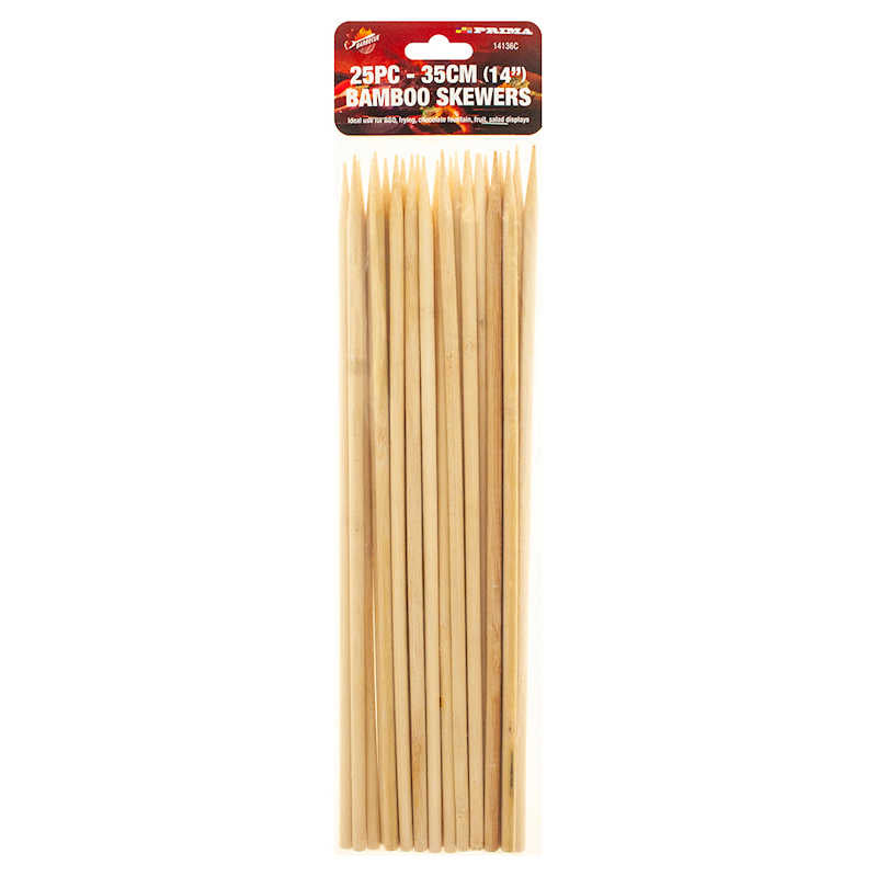 Prima Extra Thick 35cm Bamboo Skewers (25 Pack)