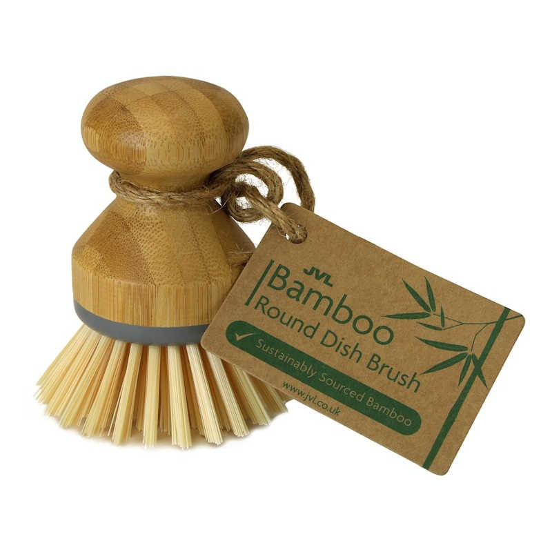 JVL Bamboo Round Dish Brush 