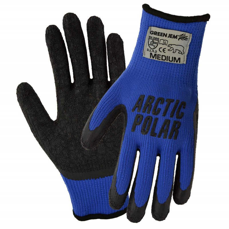 Green Jem Thermal Polar Work Gloves Blue Medium