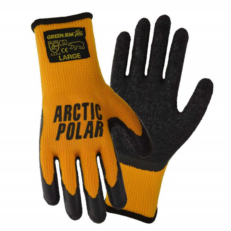 Green Jem Thermal Polar Work Gloves Yellow Large