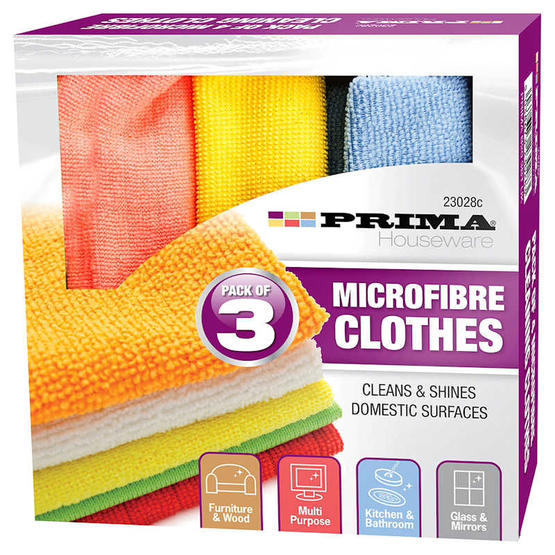 Prima Pack of 3 Microfibre Cloths