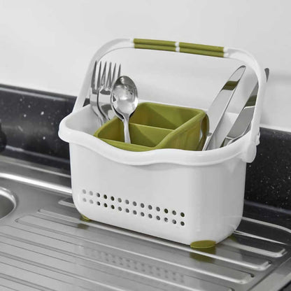 Addis White/Green Sink Caddy with Cutlery