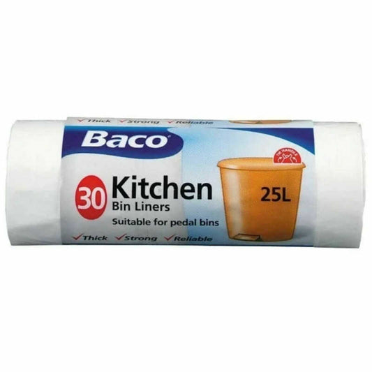 Baco 25 Litre Kitchen Bin Liners (Pack of 30)