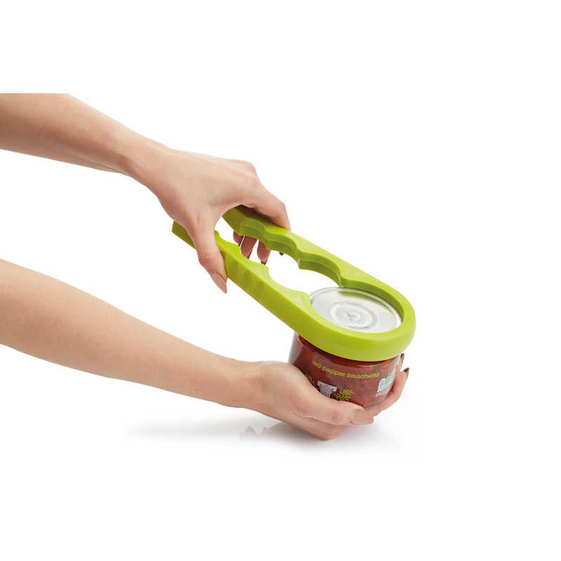 Colourworks Bottle & Jar Opener green in use