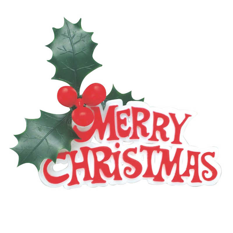 Plastic Holly Merry Christmas Motto