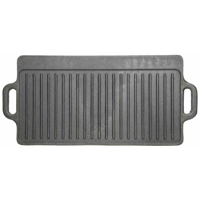 KitchenCraft Deluxe Cast Iron Griddle 45cm x 23cm ribbed side